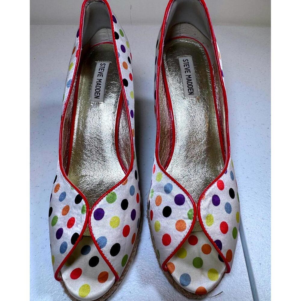 Steve Madden Multi-Color Polka Dot Wedge Heels